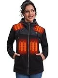 caleforra Fleece Heated Jacket for Women with 12V 15000mAh Battery Included,Stylish Paneled Hoodie for Women, Electric Heating Coat with 3 Heating Levels