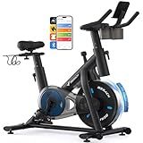 MERACH Exercise Bike, Magnetic Friction Stationary Bike with Brake Pad and Exclusive App, Low Noise Indoor Cycling Bike with 300lbs Weight Capacity, Tablet Mount and Fitness Courses for Weight Loss