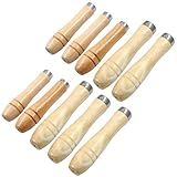 PHITUODA 10pcs Wooden File Handle with Strong Metal Collars, Round Small Ergonomic Wooden Handle for 4"-7" File Cutting Tool Craft (5pcs 4mm + 5pcs 5mm)