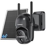 SEHMUA 4G LTE Cellular Solar Security Camera Wireless Outdoor, No WiFi Solar Powered Camera, 360° Live View, 2K Color Night Vision, PIR Motion Sensor, 2 Way Talk, Built in SIM Card