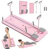 JANUA Pilates Board Reformer Set, 5 in 1 Multi-Purpose Foldable Pilates Sliding Board for Home, Pink