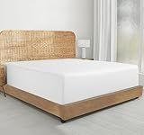 California Design Den 100% Organic Cotton King Fitted Sheet Only - Percale Fitted Sheet King with Deep Pockets, Crisp, Lightweight, Anti Skid Elastic for a Snug Fit - White