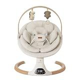 Baby Swings for Infants, Monamii Baby Swing, Bluetooth Infant Swing with Music Speaker, 5 Speeds and Remote Control, Indoor & Outdoor Use (Beige)