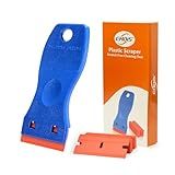 EHDIS 1.5" Plastic Razor Scraper with 10pcs Double Edged Plastic Blades for Removing Labels Stickers Decals on Glass Windows