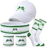 Panitay 4 Pack Funny Dink Ball Lover Gifts Dink Ball Hats Sports Wrist Head Sweatbands and Novelty Socks for Men Women(Green)