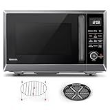 TOSHIBA Air Fryer Combo 8-in-1 Countertop Microwave Oven, with Convection, Broil, Odor Removal Mode, 12.4" Position Memory Turntable, Child-Lock, 1.0 Cu.ft, Black Stainless Steel, ML2-EC10SA(BS)