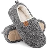 EverFoams Women’s Soft Curly Full Slippers Memory Foam Lightweight House Shoes Cozy Loafer with Polar Fleece Lining Grey,7-8 US