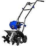BILT HARD 46cc 4-Cycle 1.9HP Gas Powered Tiller Cultivator - 16" Heavy-Duty Steel Tines Rototiller, Adjustable Wheels & Cushioned Handle Grips for Plowing, Tilling, Weeding in Garden, Farm