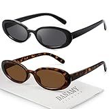 DANAMY Sunglasses Womens Retro Oval Sunglasses for Women Men Fashion Small Oval Sun Glasses 90s Vintage Driving Shades