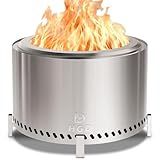 HGD 28 Inch Smokeless Firepit, Stainless Steel Fire Pit, Wood Burning Firepit for Patio Garden Picnic