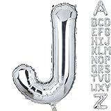 40 Inch Large Letter J Foil Balloons Silver Big Alphabet Mylar Helium Balloon for Birthday Party Decoration Supplies Wedding Decor Girls Custom Word HH(Sliver-J) odimibo