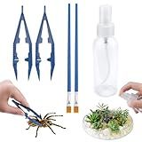 Jumping Spider Enclosure Starter Kit Including Spray Bottle, 2 Pcs Tweezers and 2 Pcs Soft Paint Brush for Spoods Jumping Spider Care Kit Accessories