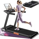 UMAY Fitness Treadmill with 20% Manual/Auto Incline, 42.5"×16.1" Extra-Wide Running Belt, 400LB Capacity, 3.5HP Motor & 8.7 MPH Speed for Home Workouts (Black 14% Incline)