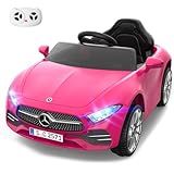 MINIATURE MOTORS 12V Licensed Electric Car with Remote Control, Kids Ride On Car with Bluetooth USB Music Player, 3.1MPH Max Speed, Battery Powered Roadster Birthday Day Gift for Boys and Girls-Rosy
