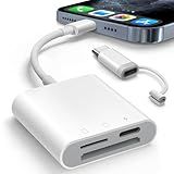SD Card Reader for iPhone, AkHolz 2 in 1 iPhone iPad Camera, Adapter Trail Game Camera DSLR Dash Cams Reader, Portable No App Required