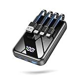 YBYP Portable Charger Power Bank 50000mAh, 22.5W Fast Charging & 50% Smaller Battery Pack with Built-in Cables, Travel Camping 4 Outputs, LED Display for iPhone, Android, iPad, Black