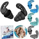 Swimming Ear Plugs for Adults, 4 Pairs Reusable Silicone Waterproof Colorful Swim Earplugs for Swimming Showering Snorkeling Surfing and Water Sports, Water Ear Plugs for Men and Women