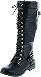Forever Link Mango 27 Womens Knee High Buckle Riding Boots,Black,10