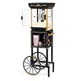 Nostalgia Popcorn Maker Machine - Vintage Theater Style Popcorn Cart With 2.5oz Stainless Steel Kettle, Makes Up To 10 Cups Easily - Bring Home the Fun with Theater Style Popcorn Machine-Black