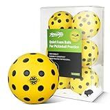 Amoswiz Silent Pickleball Balls, 6 Pack of Quiet Foam Pickle Ball for Indoor & Outdoor Pickleball Practice, Noise Reducing Soft Practice Balls with 40 Simulated Concave Holes