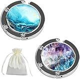 Volnamal Foldable Storage Table Purse Hook for Table Handbag Hanger Table Purse Hanger for Table Women's Bag Table Purse Bracket Set of 2 Embroidery (Crytal Quicksand)