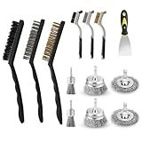 13 Pack Carbon Steel Wire Wheel Brush Set, Wire Brush for Drill, Nylon/Brass/Stainless Steel Bristles Cleaning Supplies Tools Brush for Cleaning Rust, Dirt, Paint Scrubbing, Kitchen, Home