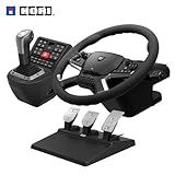 HORI Truck Control System for Windows 11/10 with Force Feedback Steering Wheel, Shifter Control Panel, & Pedals