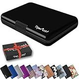 TopMost Aluminum Wallet, Card Case Wallet, Metal RFID Credit Card Holder for Men & Women, 6 Cotton Slots for 12 Cards And Bills, Rfd Protective (Black)