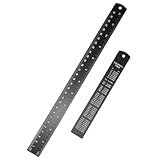 2 Pack Metal Ruler Set (6" and 12"), Dual Scale Metric & Imperial Metal Straight Rulers Kit, 300mm+150mm with Millimeters-Inches Conversion Table for Student School Measuring Office Drafting Tools
