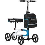 Knee Scooter，Knee Scooter for Adults for Foot Surgery，Steerable Knee Walker for Foot Injuries Compact Crutch Alternative with Dual Braking System (Blue)