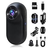 HOFAOUG 1080P Mini Body Camera, Thumb Size Wearable Helmet Camera, Built in 32GB Storage Clip On Action Cam, Body Cam for Cycling Travel Sports(Matte Black)
