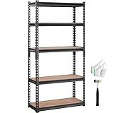 VEVOR Storage Shelving Unit, 5-Tier Adjustable, 2000 lbs Capacity, Heavy Duty Garage Shelves Metal Organizer Utility Rack, Black, 30" L x 12" W x 60" H for Kitchen Pantry Basement Bathroom Laundry