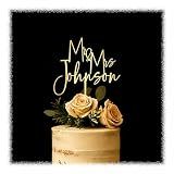 Personalized Wedding Cake Topper – Custom Mr & Mrs Last Name, Wooden & Acrylic Rustic Bride Groom Wedding Anniversary Cake Decor