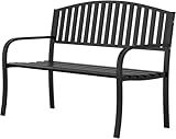 Cemostey Outdoor Garden Bench, Wrought Iron Metal Frame Bench, Weatherproof & Anti-Rust Heavy-Duty Patio Park Bench for Front Porch, Yard, Lawn, Deck, Clearance
