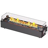 Ciays 28 Inch Table Top Propane Fire Pit, 50,000 BTU Tabletop Firepit with Glass Wind Guard & Glass Beads, Nylon Cover, Portable Outdoor Portable Fireplace for Patio and Camping