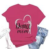 Valiri Womens Dance Mom Shirt Dancer Dancing Life Sports Mama Lover Tee | Pink, sizes M, dancer silhouette wildflower graphic t shirt, dancing life shirt, funny sports lover gift