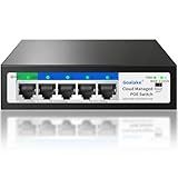 5-Port Ethernet PoE Switch (4 PoE Ports, 1 Uplink) with Extend Function, Easy Smart Managed Ethernet Switch, Plug & Play, Fanless Metal Design, VLAN, Qos,Desktop/Wall Mount