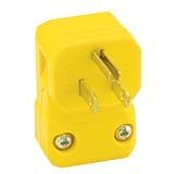 Leviton 15 Amp, 125 Volt, Industrial Grade, Plug, Straight Blade, Grounding, Python Angle, 5256-VA, Yellow