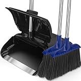 Kefanta Outdoor Heavy Duty 2 Brooms and Dustpan Set with Aluminum Flat Lip for Courtyard Garage Restaurant Lobby Patio Mall Market Office Shop Home Kitchen Office Floor