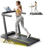 TOPUTURE Walking Pad Treadmill with 12% Incline, 4 in 1 Foldable Treadmill with Handle Bar for Home/Office, Under Desk Treadmills Portable Folding Walking Pad with App & Bluetooth Speaker, 0.6-10MPH