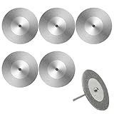 Pcmursal 5 Pieces 60mm Glass Cutting Disc Diamond Cutting Disc Cut Off Wheels with 5Pcs Mandrel 1/8'' Shank Stone Blade for Polishing Tiles Marble Plastic Jade Rotary Tool Drill Attachment 2.36 Inch