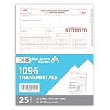 Blue Summit 1096 Forms 2025, 25 Pack of 1096 Transmittal 2025 Tax Forms, Compatible with QuickBooks and Accounting Software, 25 Transmittal Forms for 1099 NEC, MISC, INT, and Other 1099 Forms
