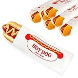 Paper Hot Dog Bags (100 Pack) - Microwavable, Leak Resistant Sleeves for Food Stands, Food Trucks, Take Out, Delivery - Stock Your Home