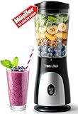 Mueller Smoothie Blender for Smoothies - Personal Blender for Shakes, Frozen Drinks, Baby Food & More, 15oz Travel Cup and Lid, Durable Stainless Steel Blades for Powerful Blending Performance, Black