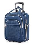 BAGSMART Underseat Carry On Luggage Airline approved,16-inch Small Underseater Softside Travel Suitcase with Wheels Lightweight Overnight Rolling Carry-on Luggage for Women Men Weekender,Dark Blue