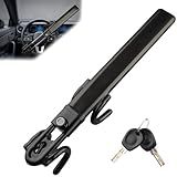 NOEAIKE Steering Wheel Lock - Heavy Duty Anti-Theft Car Device with Double Hooks Design for Enhanced Vehicle Protection,Adjustable Length Locking with 2 Keys Universal Fit(Black)