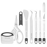 REALIKE Craft Weeding Tools for Vinyl Cardstock Crafting Basic Set Scraper/Spatula/Scissors/Tweezers/Weeder Tool Kit for Cricut/Silhouette/Siser HTV/Oracal Vinyl