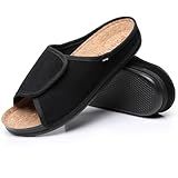 Git-up Womens Cork Footbed Slippers with Arch Support for Plantar Fasciitis Pain Relief, Open Toe Adjustable Indoor Outdoor Orthopedic House Shoes