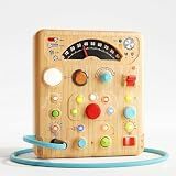 Busy Board for Toddlers, Simulated Electrical Circuit Machine Preschool Learning Toy with Switches & LED Lights, Fine Motor Skills Activity Toy for Age 3+ Year Old Kids Boy Girl, Birthday Gift