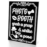 Briwooody Photo Booth Sign with Stand Retro Background Table for Indoor and Outdoor Party Theme Event Photography Props Desktop Decoration Supplies